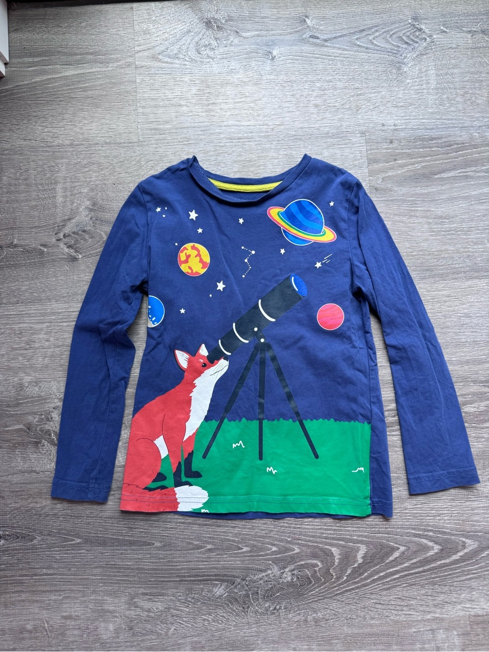 Mini Boden Fox Stargazing Space Shirt